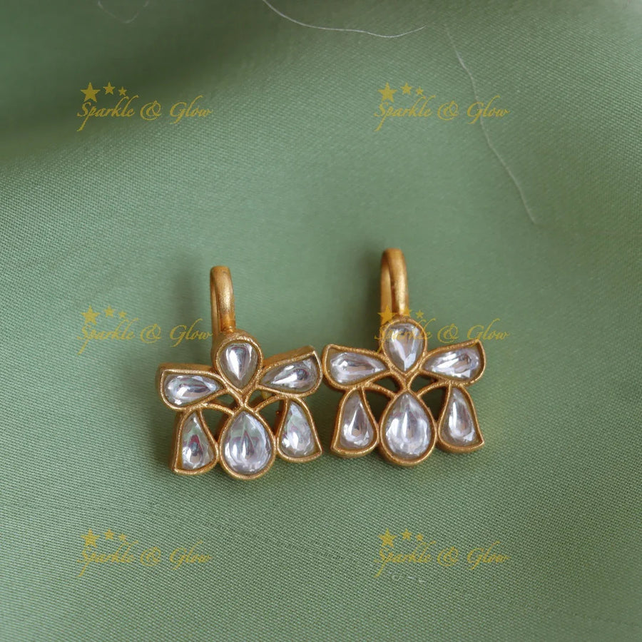 Elegant Jadau Kundan Teardrop Bugadi Earrings - Sparkle and Glow