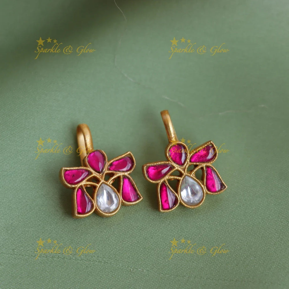 Elegant Jadau Kundan Teardrop Bugadi Earrings - Sparkle and Glow