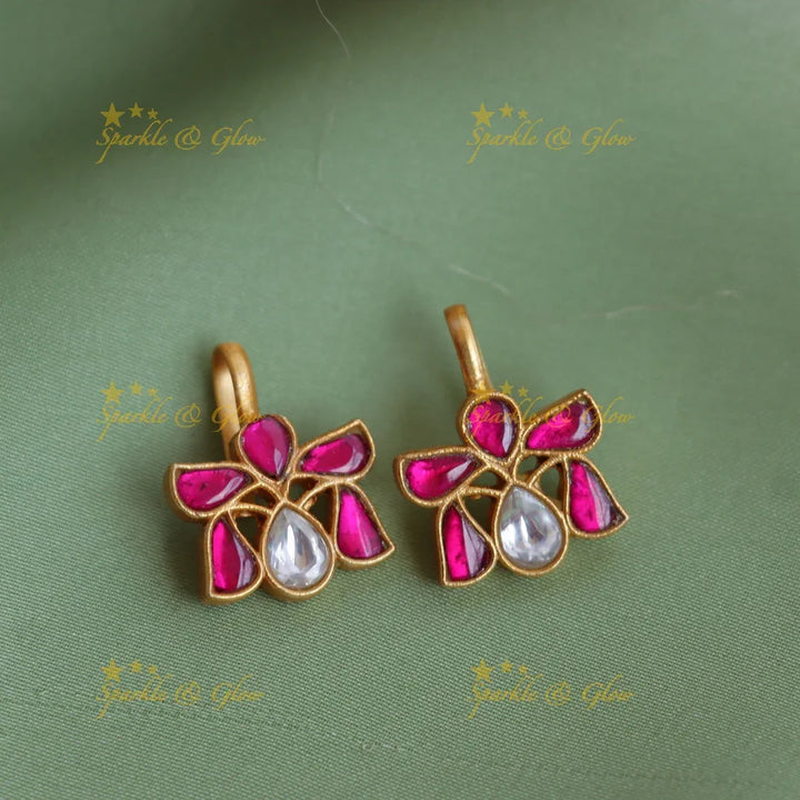 Elegant Jadau Kundan Teardrop Bugadi Earrings - Sparkle and Glow
