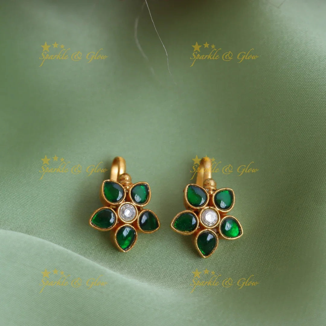 Statement Jadau Kundan Floral Star Bugadi Earrings - Sparkle and Glow