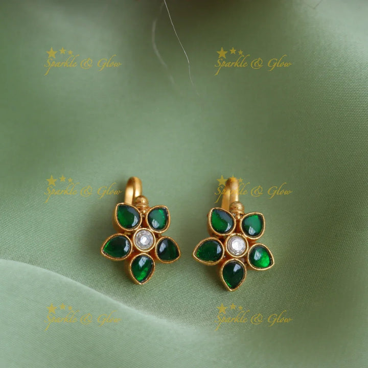 Statement Jadau Kundan Floral Star Bugadi Earrings - Sparkle and Glow