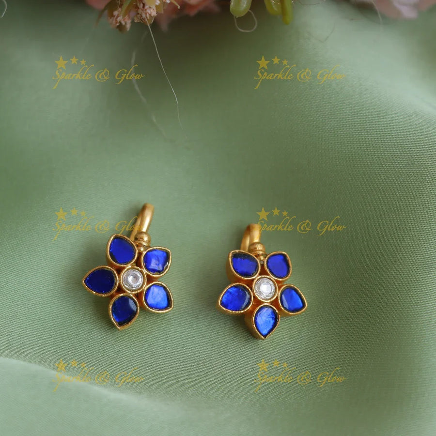 Statement Jadau Kundan Floral Star Bugadi Earrings - Sparkle and Glow