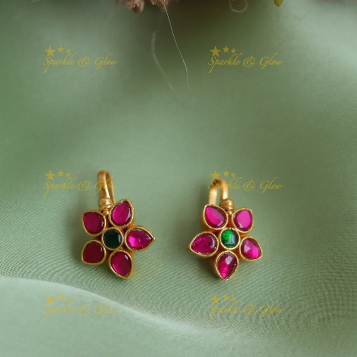 Statement Jadau Kundan Floral Star Bugadi Earrings - Sparkle and Glow