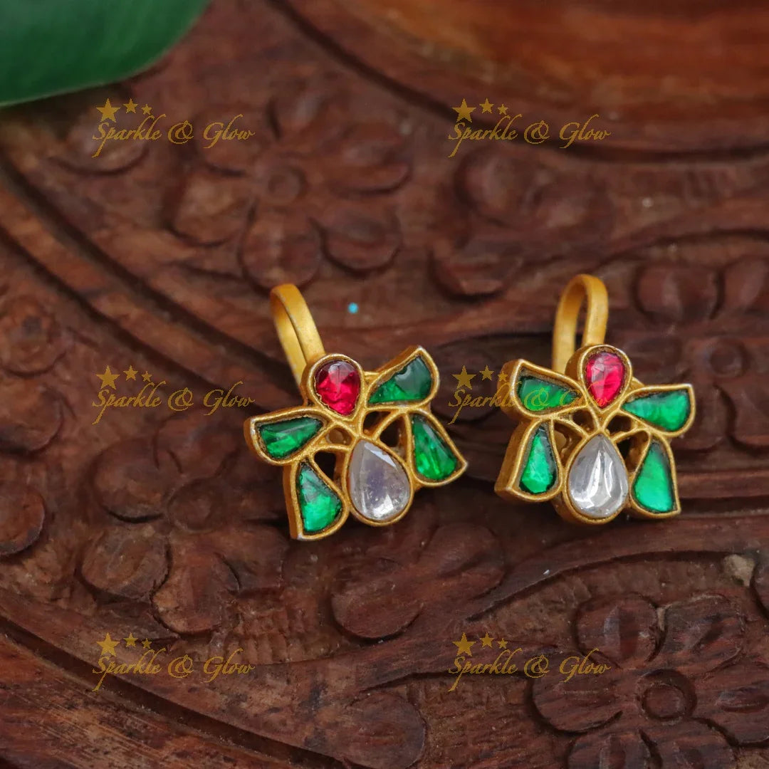 Jadau Kundan Teardrop Bugadi Earrings - Elegant Style