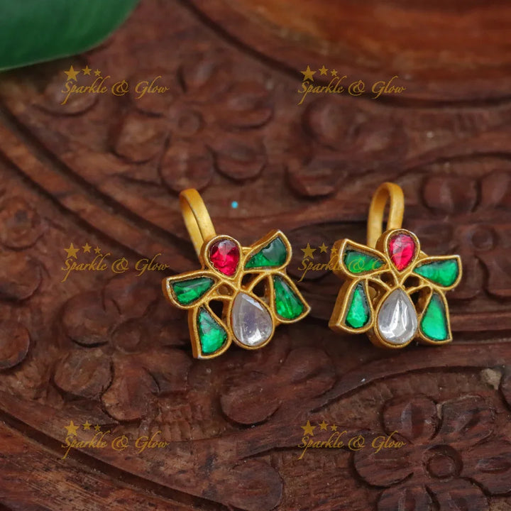 Jadau Kundan Teardrop Bugadi Earrings - Elegant Style
