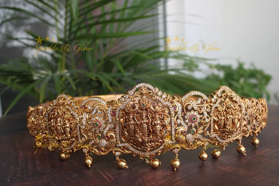 Gold alike two in one rotatable Ram parivar and lakshmi hipbelt - Sparkle and Glow