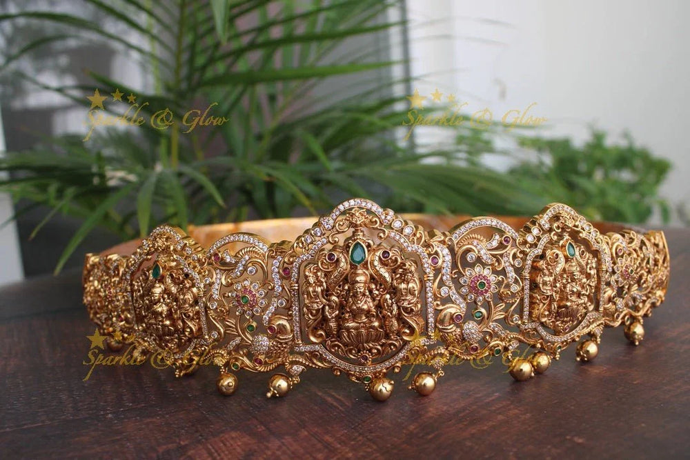 Gold alike two in one rotatable Ram parivar and lakshmi hipbelt - Sparkle and Glow
