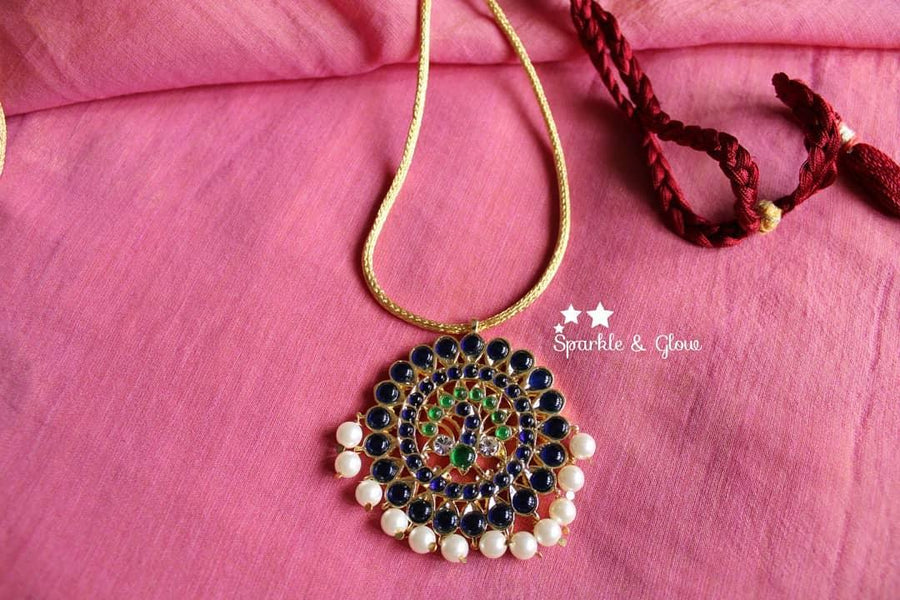 Precious kemp stone pendent chain - Blue - Sparkle and Glow
