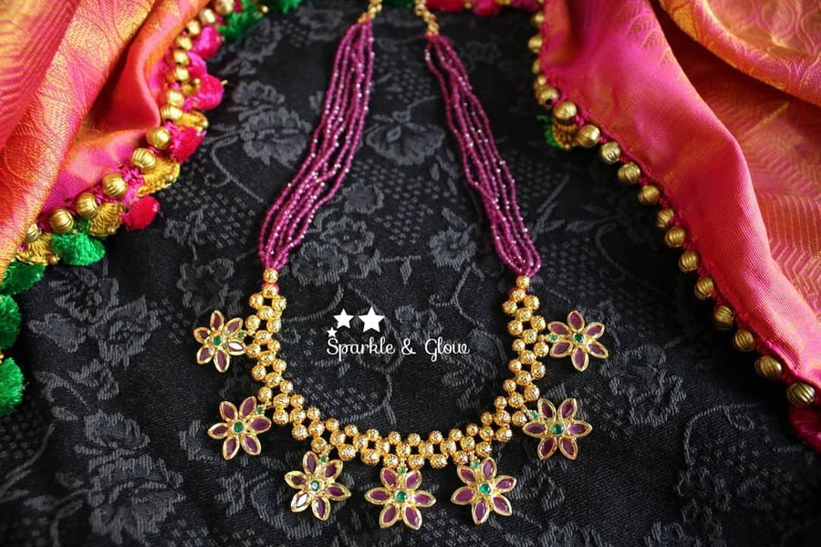 Short pink crystle beads chain - Sparkle and Glow