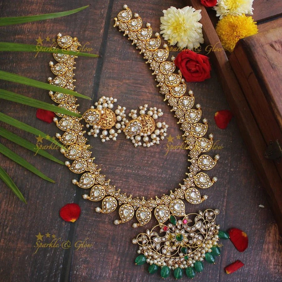 Jadau kundan Mango Haram - Navarathna -- READY TO SHIP - Sparkle and Glow