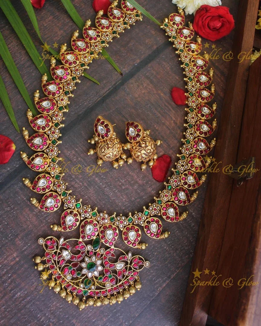 Jadau kundan Mango Haram - Navarathna -- READY TO SHIP - Sparkle and Glow