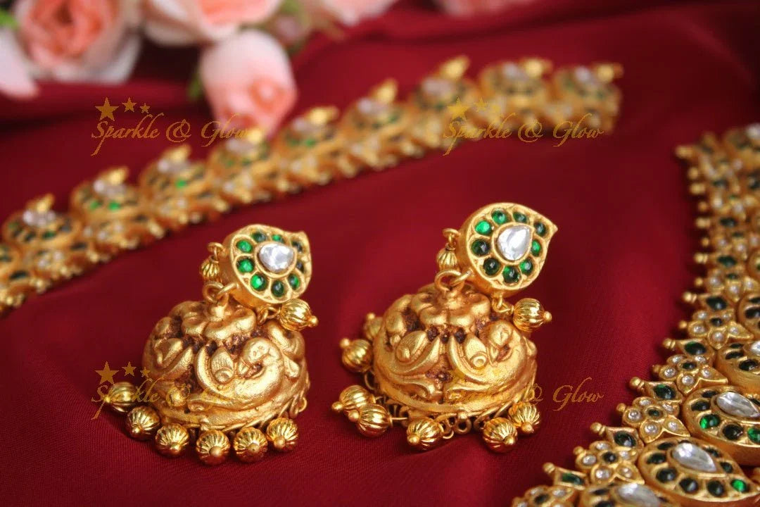 Jadau kundan Mango Haram - Navarathna -- READY TO SHIP - Sparkle and Glow