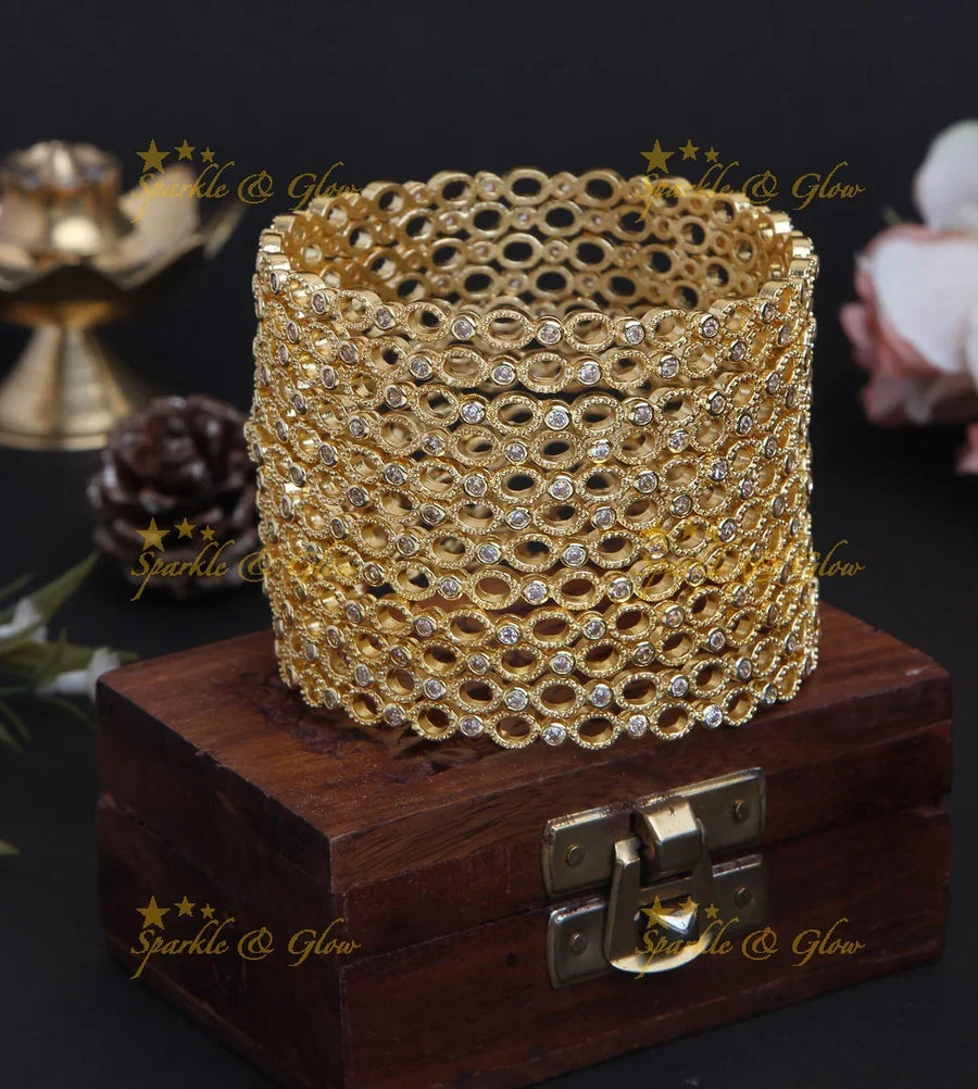 Gold stone bangles set of 12 - Sparkle and Glow