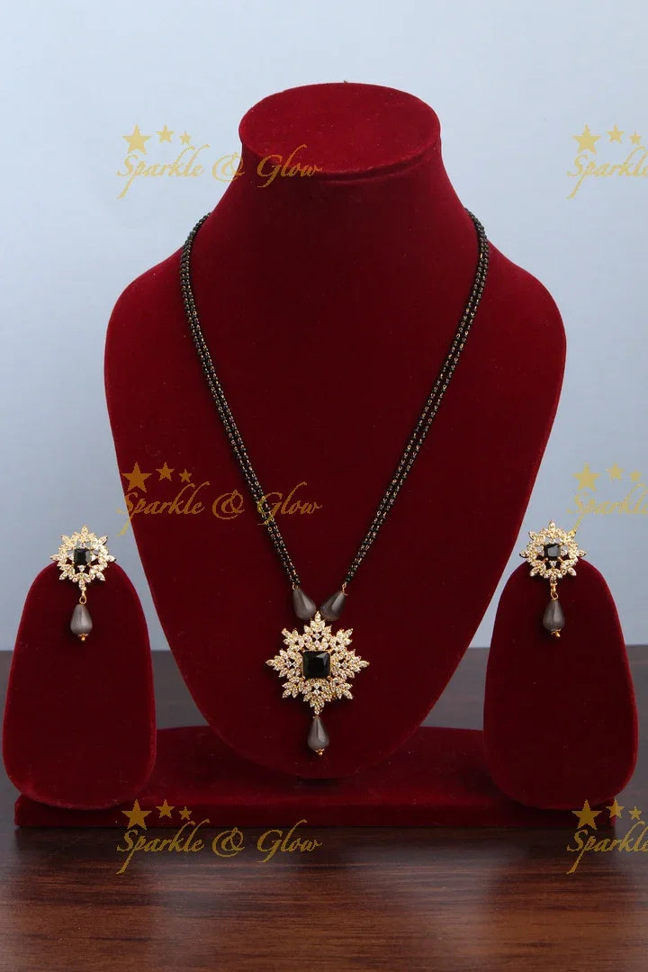 Gold alike black beads chain 18 inches - Black - Sparkle and Glow