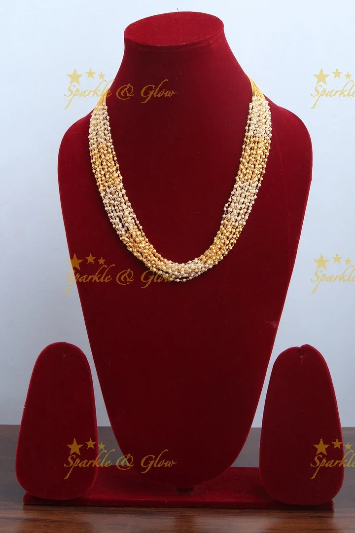 Seventeen Layered white gold bead chain 17 inches - Sparkle and Glow