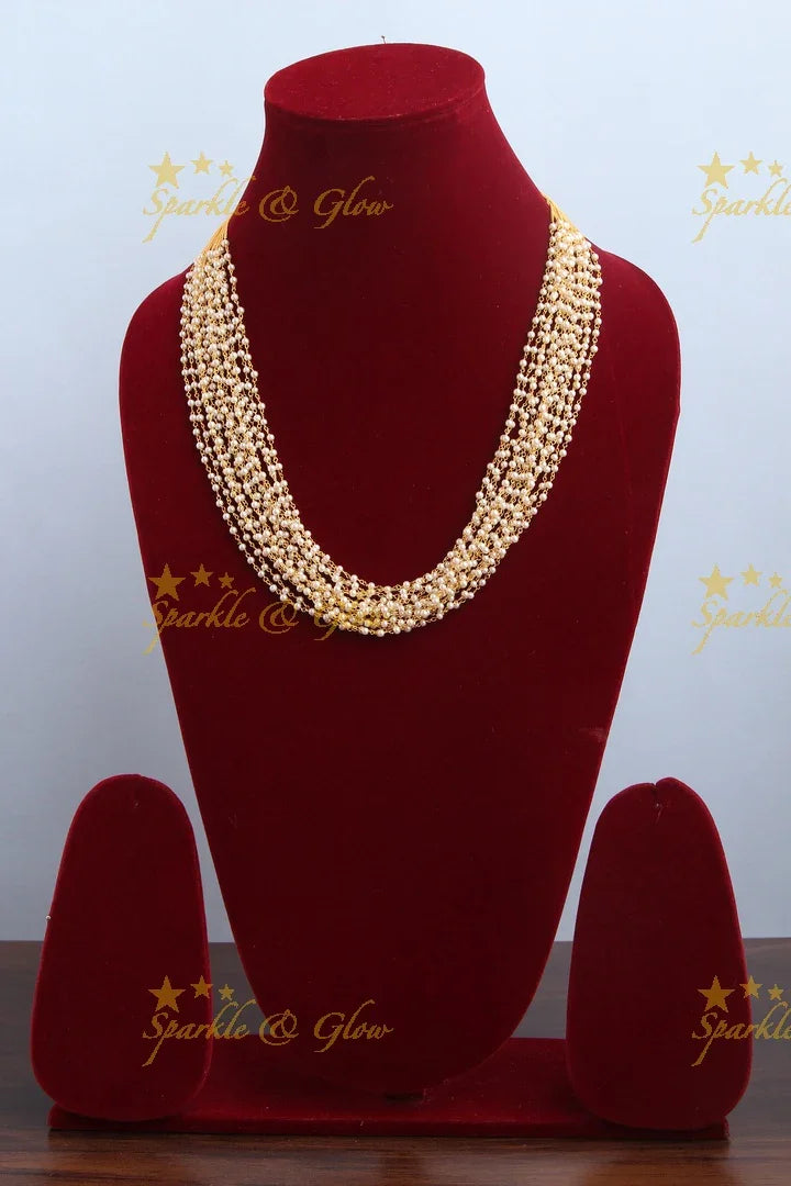 Fifteen Layered Pearl chain 22 inches - Sparkle and Glow