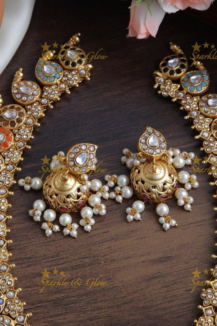 Jadau kundan Mango Haram - Navarathna -- READY TO SHIP - Sparkle and Glow
