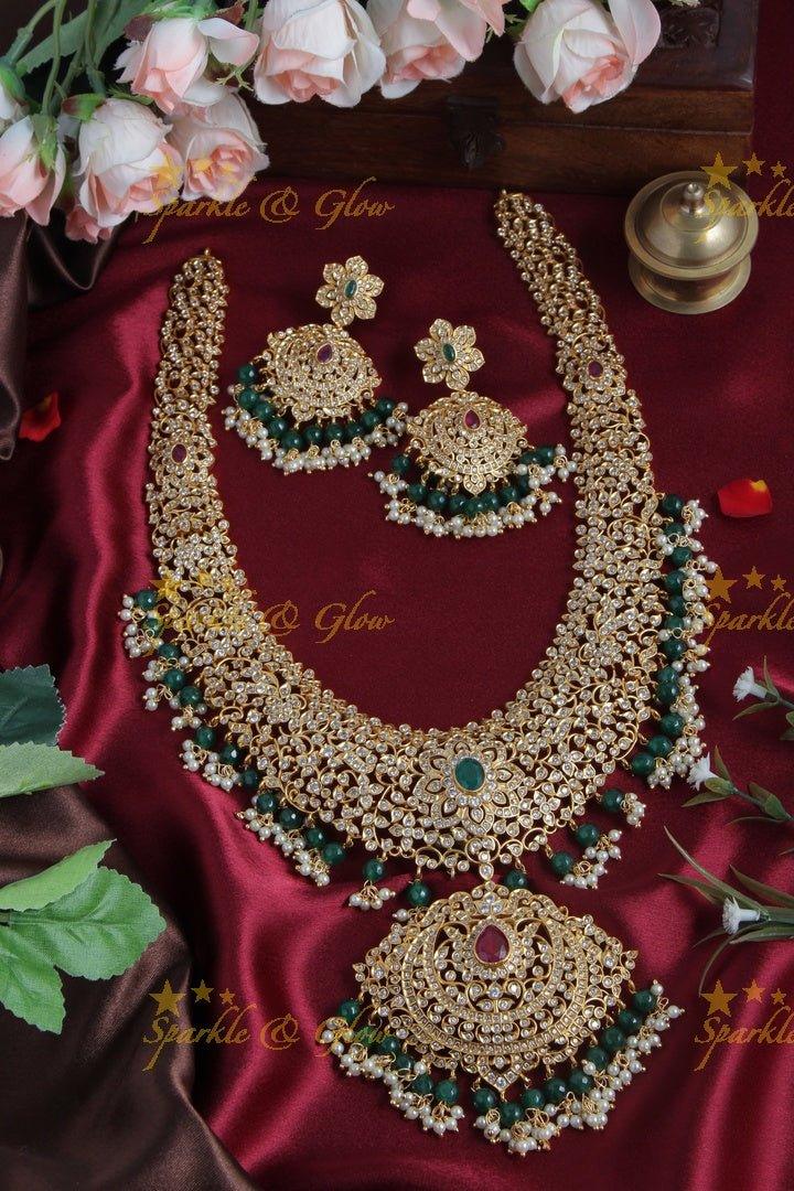 Premium quality matte grand CZ stones haram - Sparkle and Glow