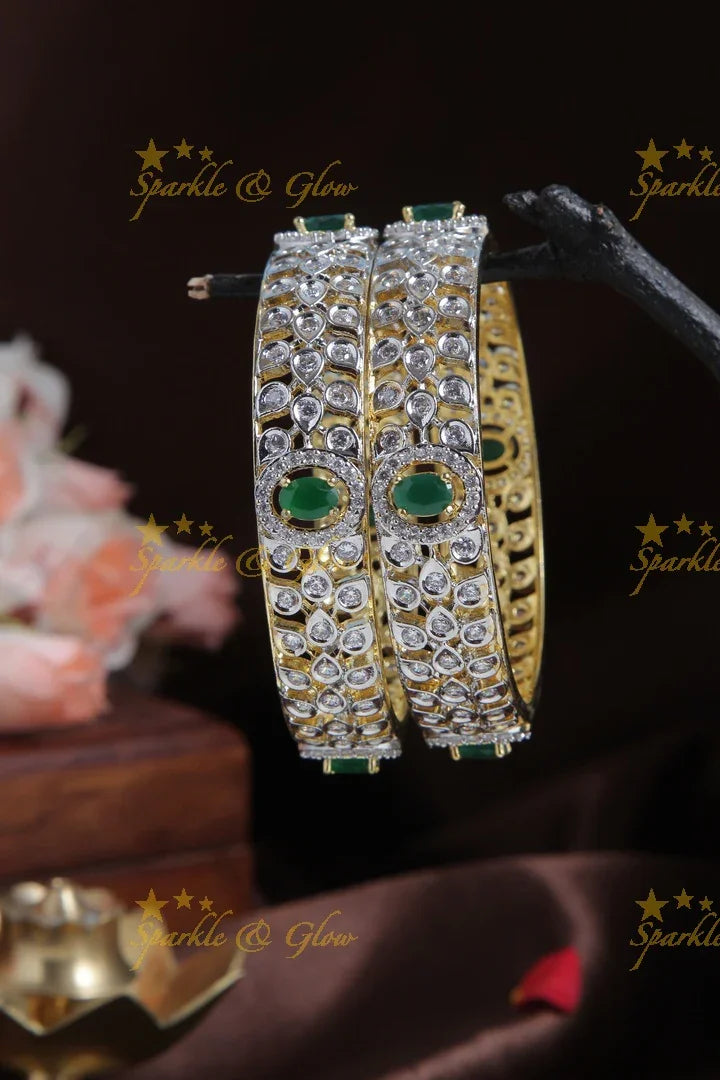 Beautiful GJ Polish leaf design bangles a pair - Sparkle and Glow