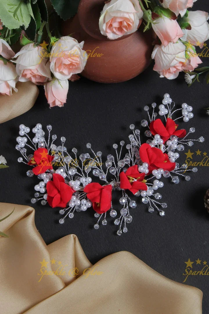 Beautiful Floral Pearl Tranparent Hair Veena, Gajra - Sparkle and Glow