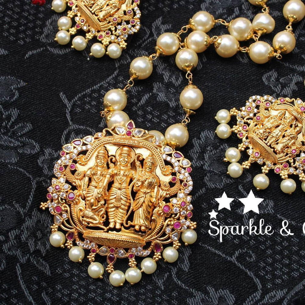 Ram parivar pendent pearl chain set - Sparkle and Glow