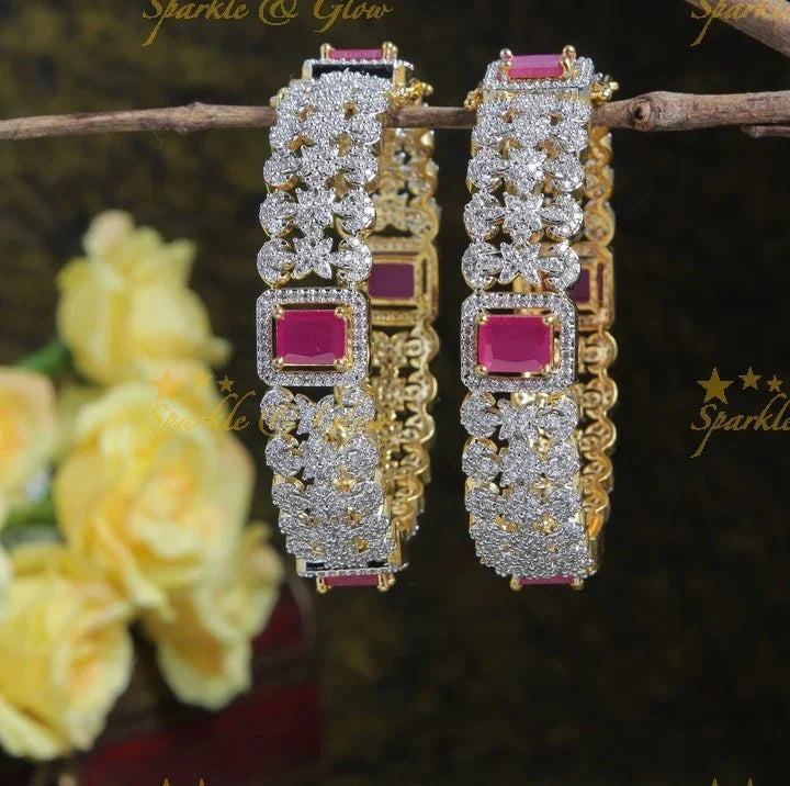 Glittering GJ Polish floral stone bangles - Sparkle and Glow