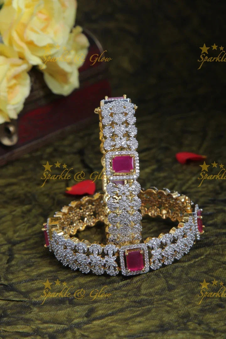Glittering GJ Polish floral stone bangles - Sparkle and Glow
