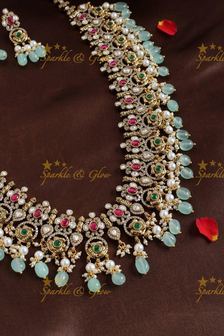 Antique floral long victorian necklace - Sparkle and Glow