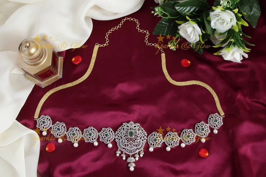 GJ Polished AD floral hipchain - Green - Sparkle and Glow