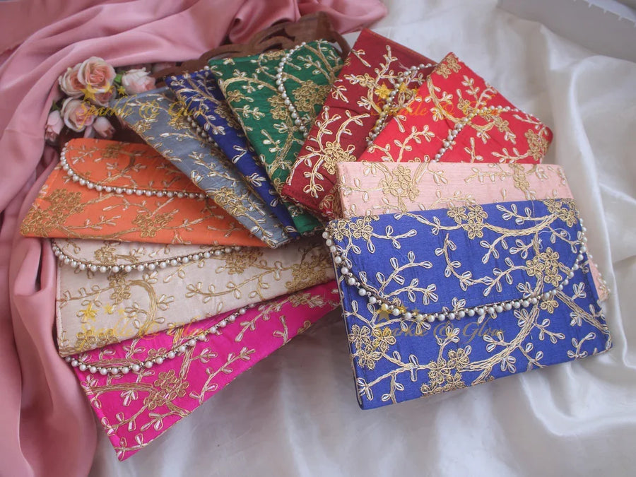 Embroiderd 9*5 inch clutch return gifts - Sparkle and Glow
