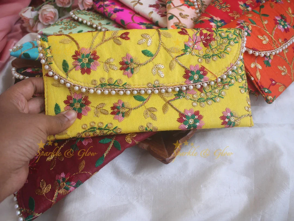 Embroiderd 9.5*4.5 inch clutch return gifts - Sparkle and Glow