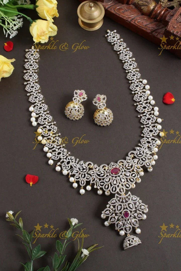 Beautiful GJ polish peacock long necklace - Pink - Sparkle and Glow