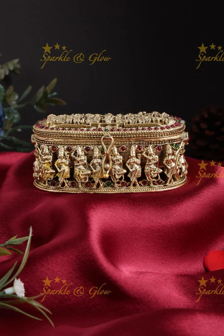 Elegant gold alike Dashavathar kumkum box - Sparkle and Glow