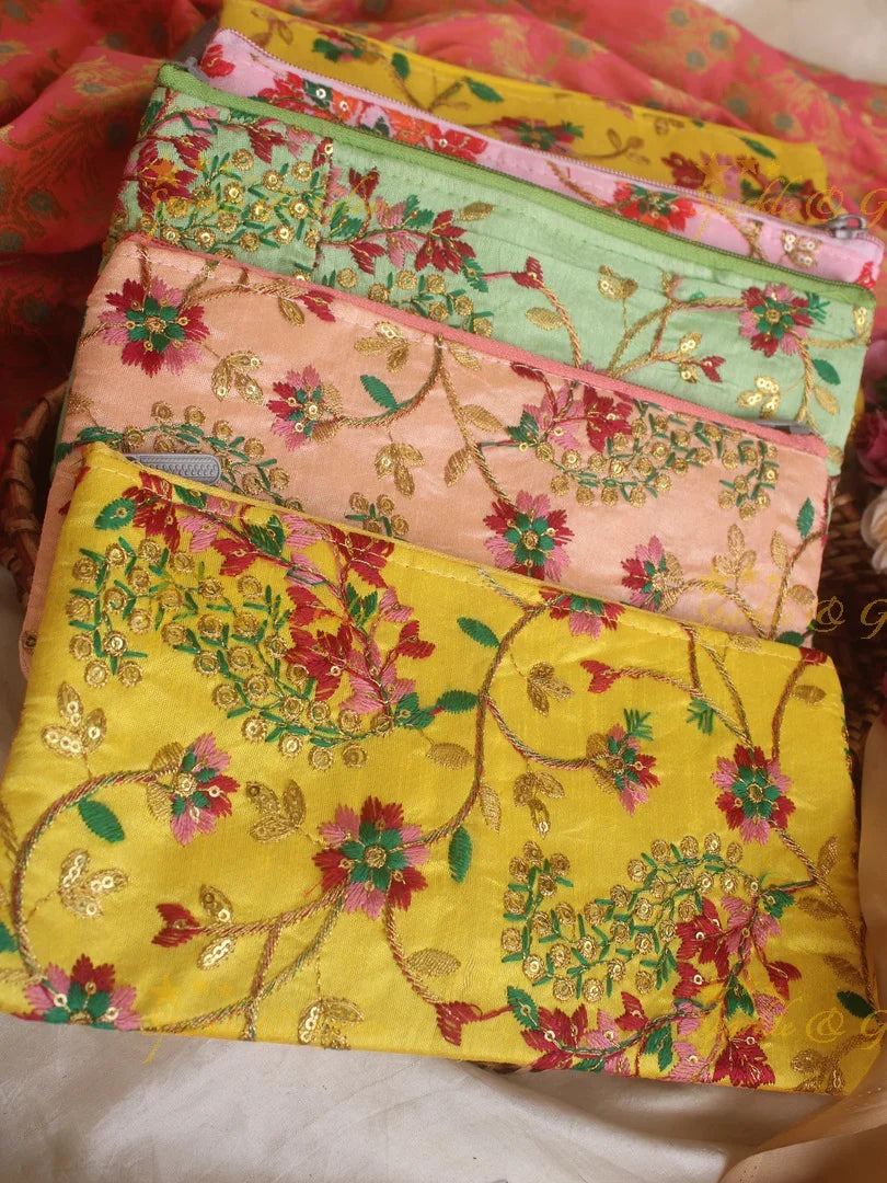 Embroiderd 10*5 inch two ziper pouch return gifts - Sparkle and Glow