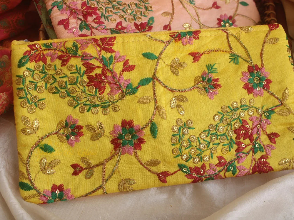 Embroiderd 10*5 inch two ziper pouch return gifts - Sparkle and Glow