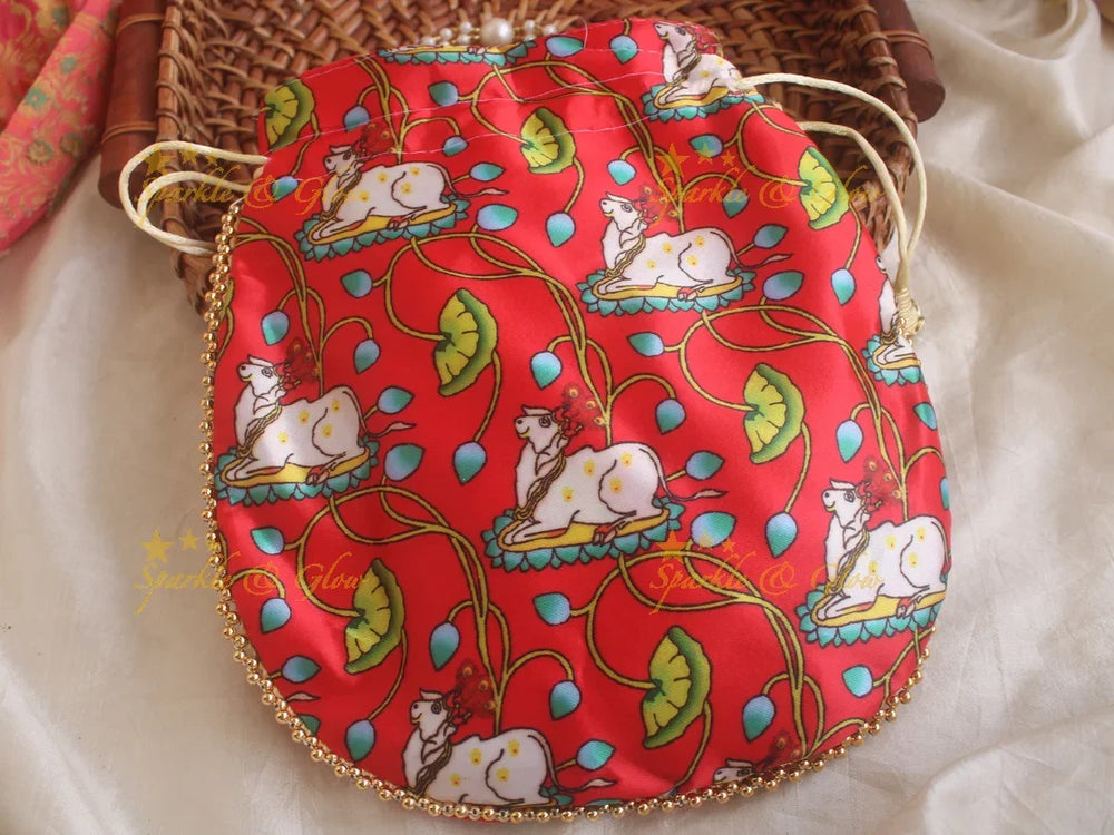 Pichwai 8.5*8 inch potli bags - Sparkle and Glow