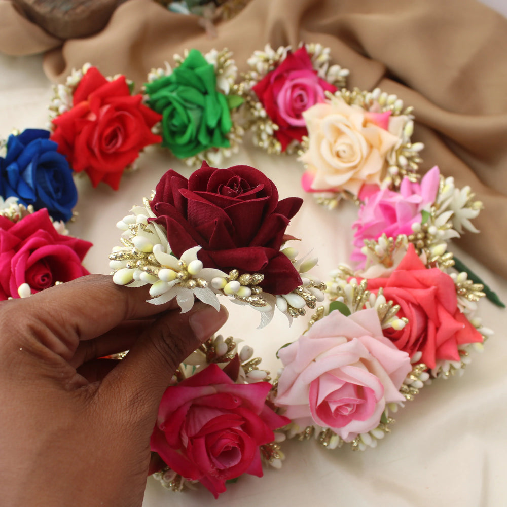 Multicolor Artificial Rose Flower Bobby Pin Set of 12 - Sparkle and Glow