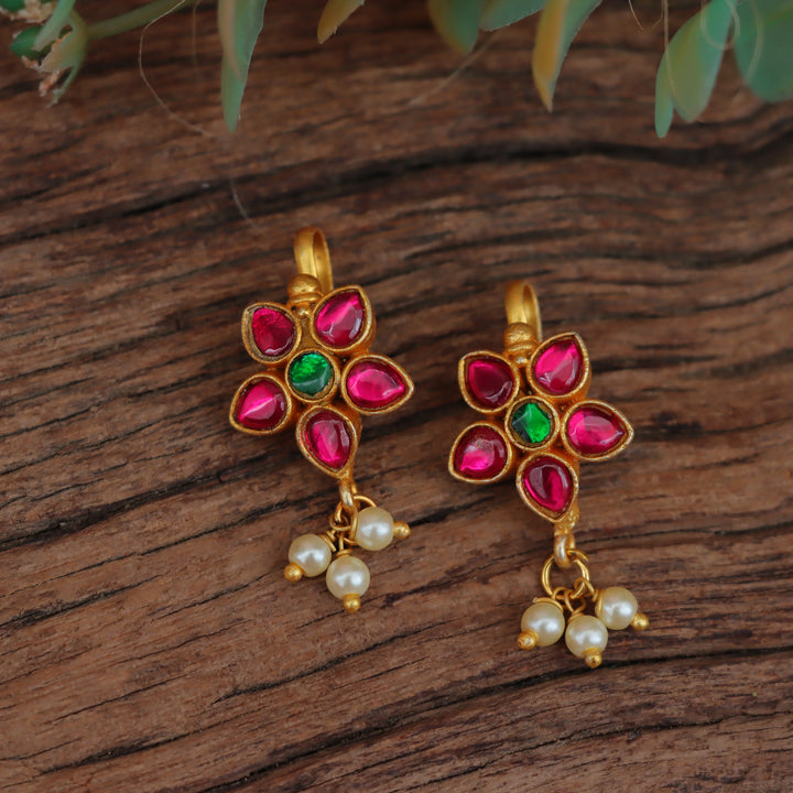 Floral Star Kundan Jadau Bugadi Earrings