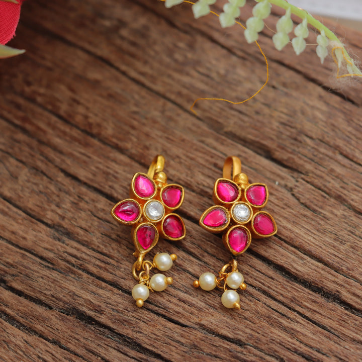 Floral Star Kundan Jadau Bugadi Earrings